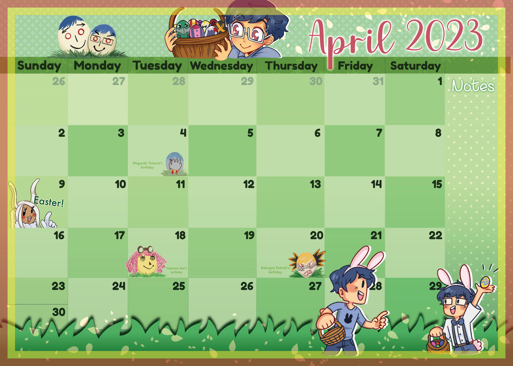 Template not designed by me, artwork done by me for the Iida Zine&#39;s desk calendar